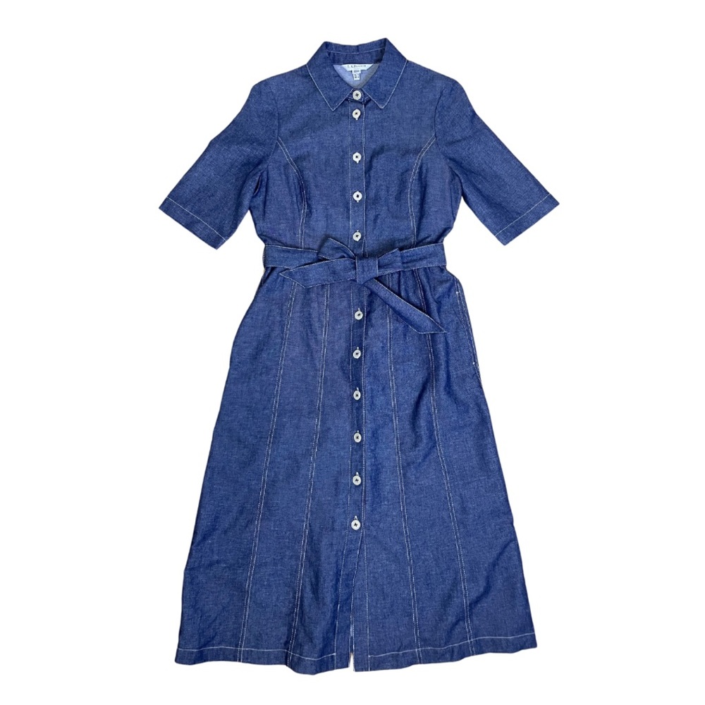 L.K.Bennett Chambray Dress Suze Blue Denim Button Up Shirt Dress Size 6 Cotton